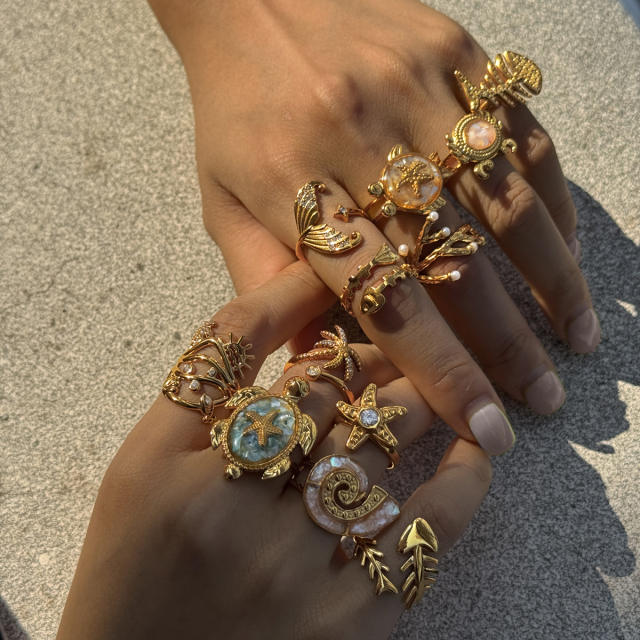 Summer holiday beach style stainless steel rings