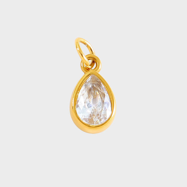 Stainless Steel Mixed Zircon Pendants Geometric Shape Gold and Silver Charms DIY Jewelry Accessories