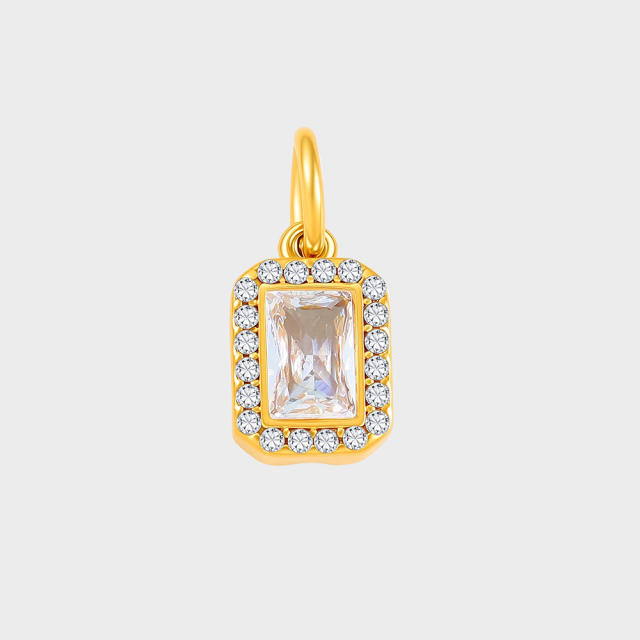 Stainless Steel Mixed Zircon Pendants Geometric Shape Gold and Silver Charms DIY Jewelry Accessories