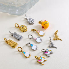 316L enamel Cute Unicorn Baking Cookie Fun Keychain stainless steel charm diy jewelry accessory
