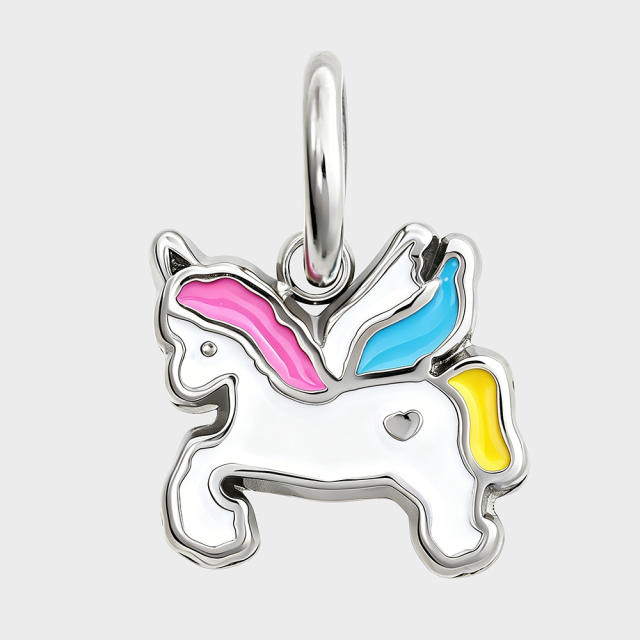 316L enamel Cute Unicorn Baking Cookie Fun Keychain stainless steel charm diy jewelry accessory