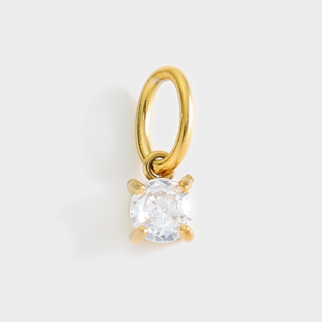 Stainless Steel Mixed Zircon Pendants Geometric Shape Gold and Silver Charms DIY Jewelry Accessories