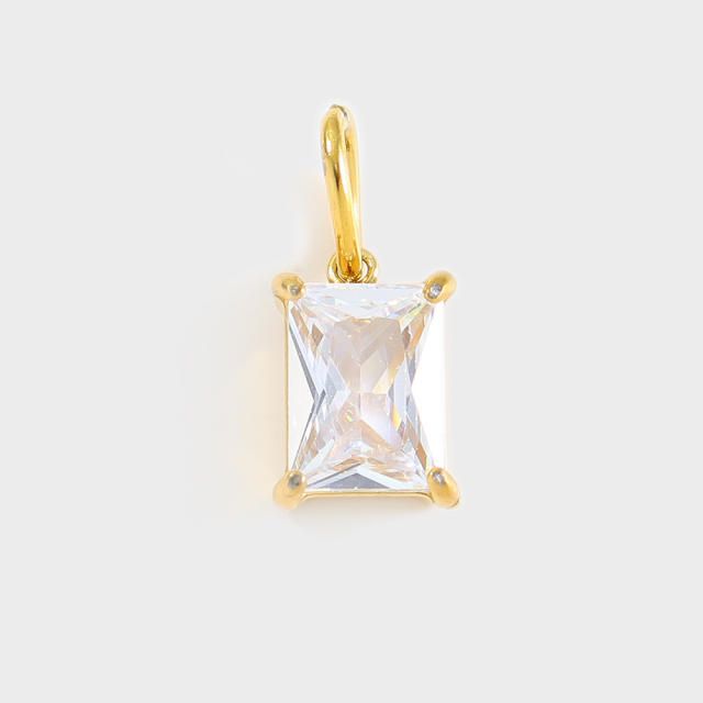 Stainless Steel Mixed Zircon Pendants Geometric Shape Gold and Silver Charms DIY Jewelry Accessories