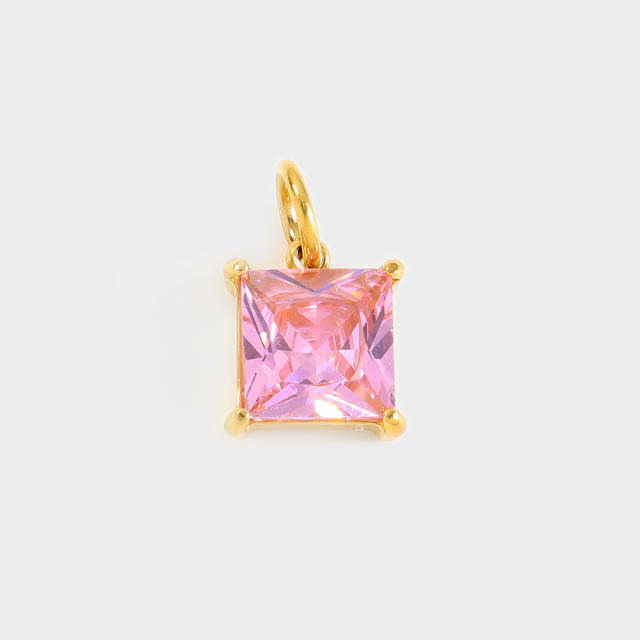 Stainless Steel Mixed Zircon Pendants Geometric Shape Gold and Silver Charms DIY Jewelry Accessories