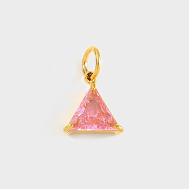 Stainless Steel Mixed Zircon Pendants Geometric Shape Gold and Silver Charms DIY Jewelry Accessories