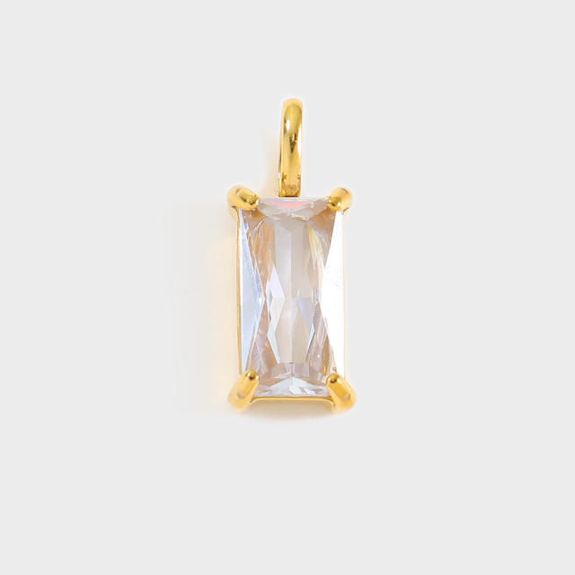 Stainless Steel Mixed Zircon Pendants Geometric Shape Gold and Silver Charms DIY Jewelry Accessories