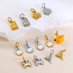 316L enamel Cute Unicorn Baking Cookie Fun Keychain stainless steel charm diy jewelry accessory