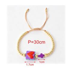 Popular contrast color heart block gold color beaded bracelet