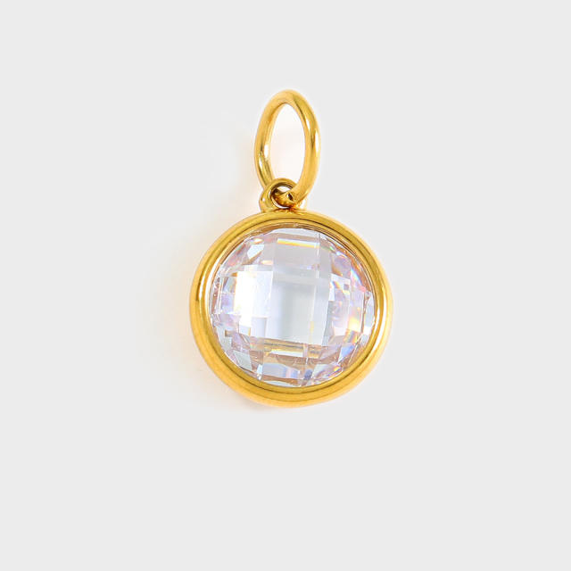 Stainless Steel Mixed Zircon Pendants Geometric Shape Gold and Silver Charms DIY Jewelry Accessories