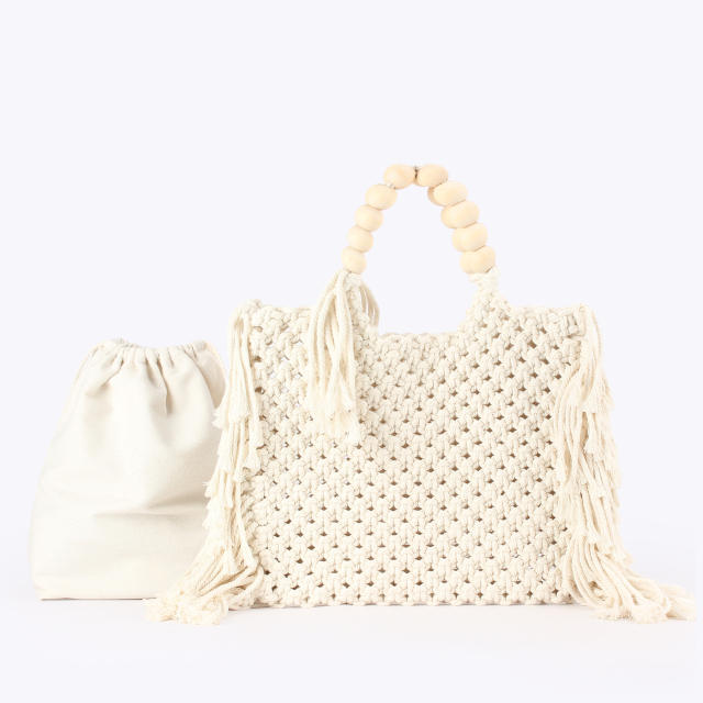 New Cotton Rope Hand-Woven Handbag for Seaside Vacation