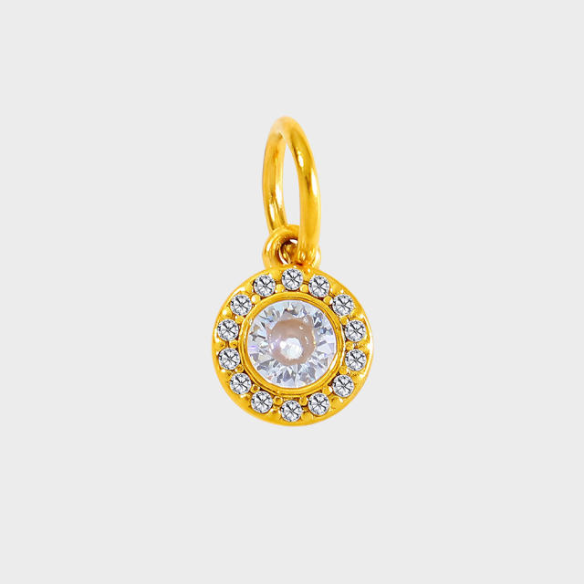 Stainless Steel Mixed Zircon Pendants Geometric Shape Gold and Silver Charms DIY Jewelry Accessories