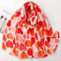 Vintage Heart-Patterned Scarf with Gold Stamping Sun-Protective Shawl