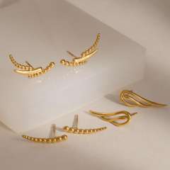 Simple smile face wing design stainless steel earrings