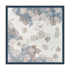 90cm vintage flower pattern square satin scarf headscarf
