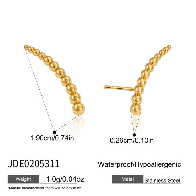 Simple smile face wing design stainless steel earrings