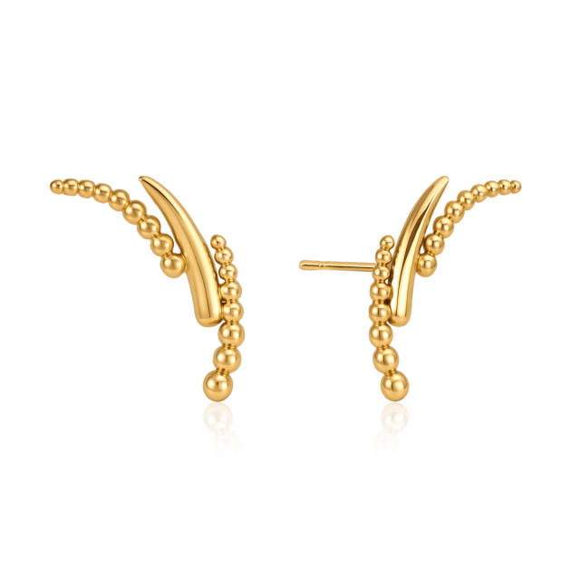 Simple smile face wing design stainless steel earrings