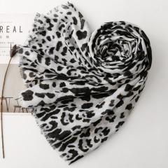 Classic black white leopard grain pattern women scarf