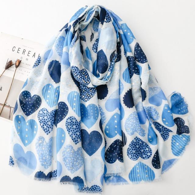 Vintage Heart-Patterned Scarf with Gold Stamping Sun-Protective Shawl