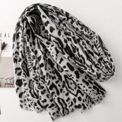 Classic black white leopard grain pattern women scarf