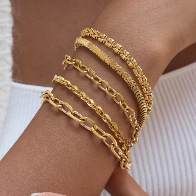 Basic thick chain stainless steel bracelet chain bracelet diy jewelry accessory