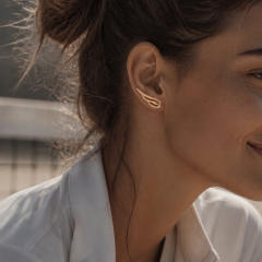 Simple smile face wing design stainless steel earrings