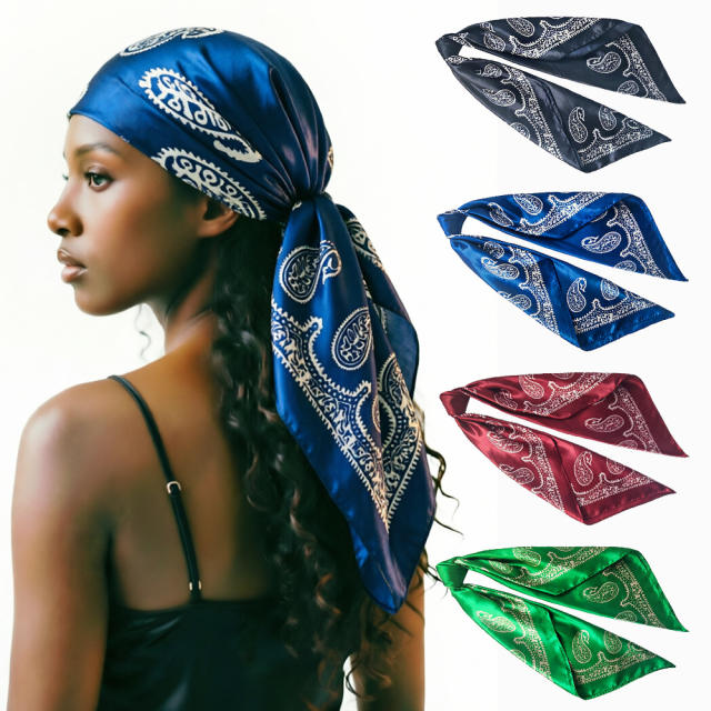 90cm classic paisley pattern square satin scarf headscarf