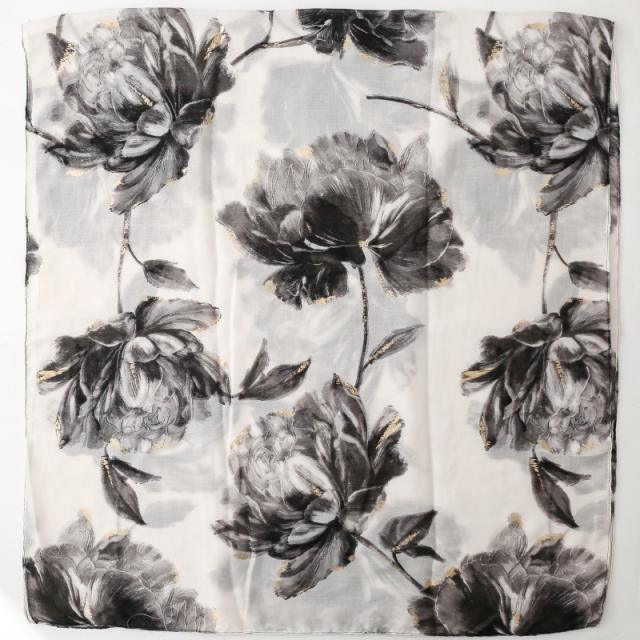 Summer Large lotus flower with gold foil stamping scarf shawl