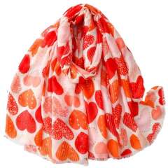 Vintage Heart-Patterned Scarf with Gold Stamping Sun-Protective Shawl