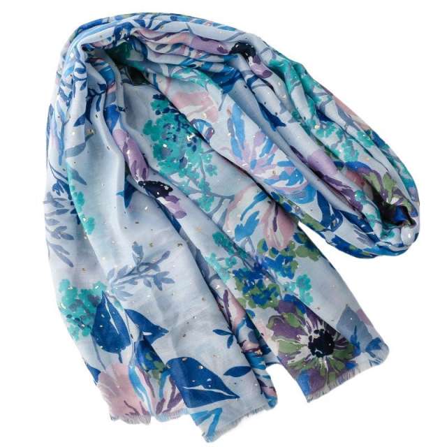 Summer fresh green red color flower pattern scarf shawl
