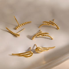 Simple smile face wing design stainless steel earrings
