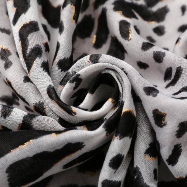 Classic black white leopard grain pattern women scarf