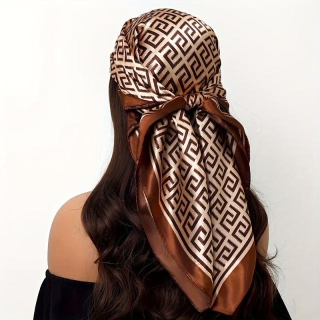 New Style Retro Pattern Printed imitation Scarf 90*90cm Satin Square Scarf Casual Headscarf