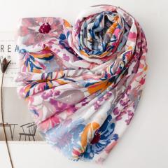 Summer fresh green red color flower pattern scarf shawl