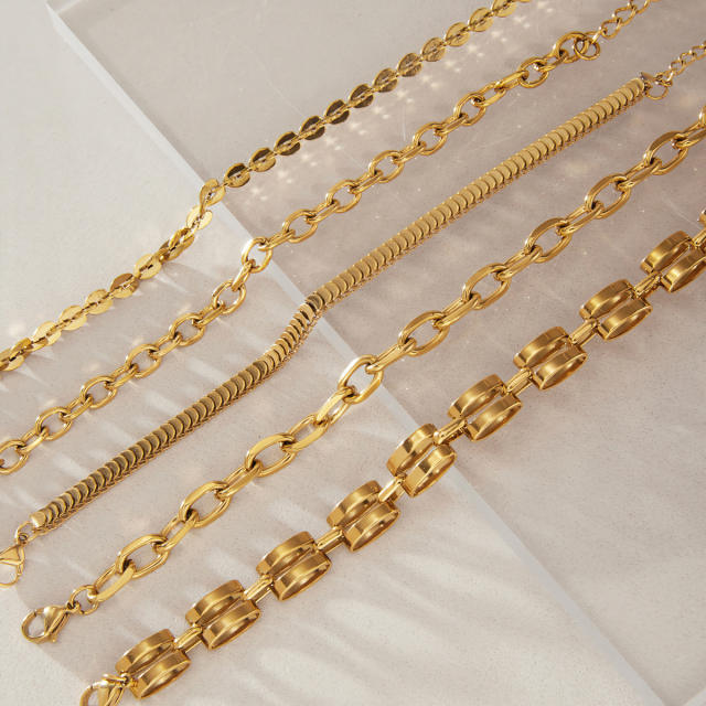 Basic thick chain stainless steel bracelet chain bracelet diy jewelry accessory