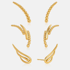 Simple smile face wing design stainless steel earrings