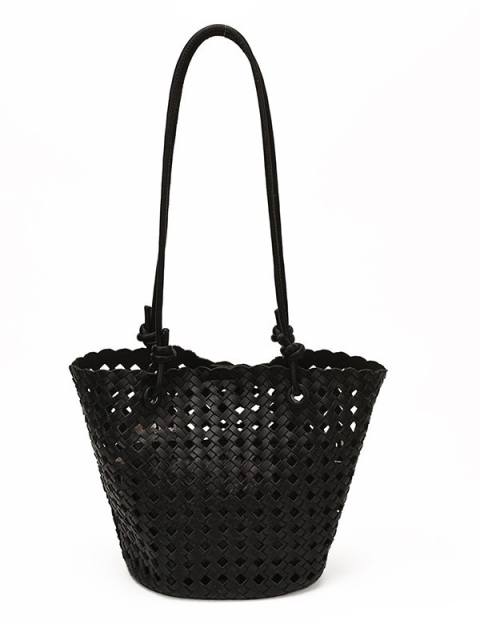Fashionable Woven Basket Bag Hollow Design Single-Shoulder Tote Bag