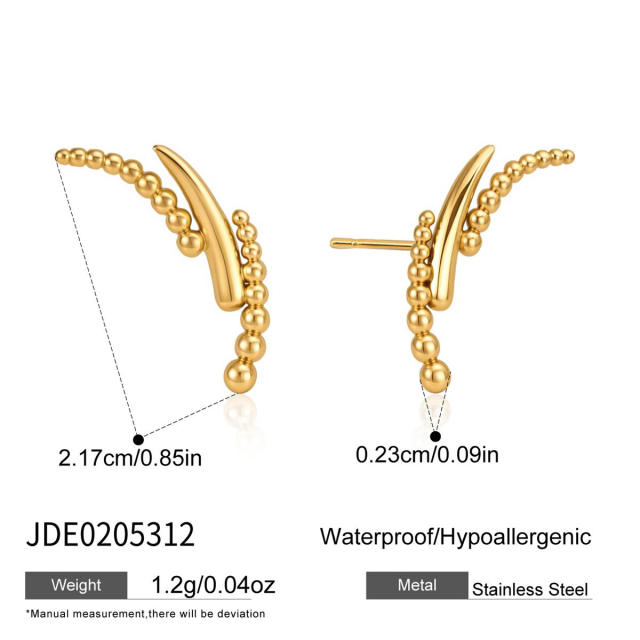 Simple smile face wing design stainless steel earrings