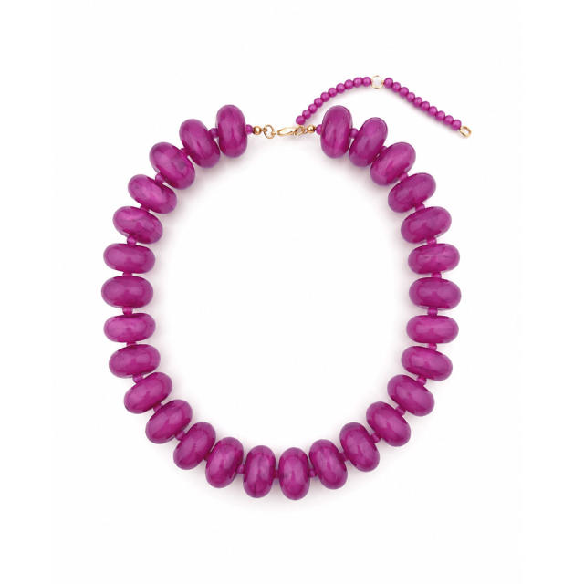 New Acrylic Color Smudged Beaded Necklace Dopamine Accessories Fashionista Casual Necklace