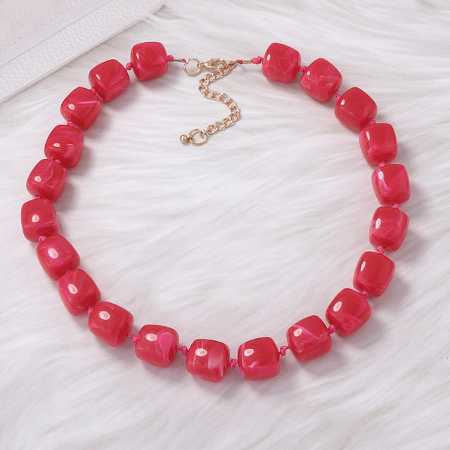 Simple Personality Versatile Geometric Square Acrylic Beads Women's Beaded Necklace Daily Wear for Women