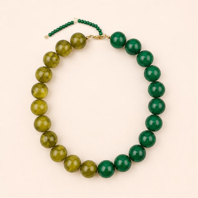Popular Bohemian Colorful Acrylic Bead Single-Layer Beaded Necklace Exaggerated bead necklace