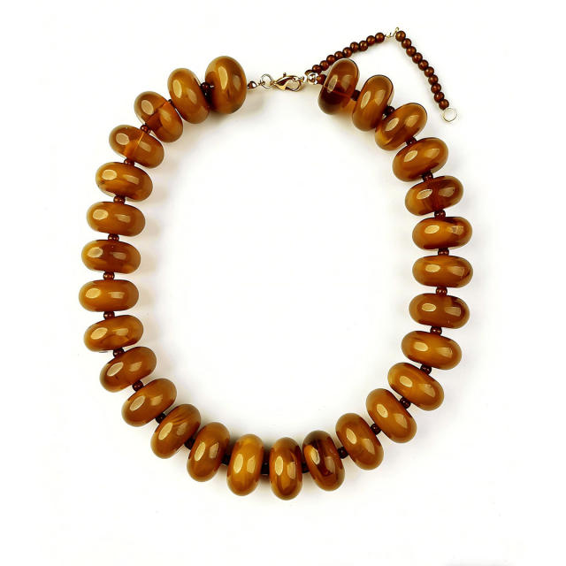 New Acrylic Color Smudged Beaded Necklace Dopamine Accessories Fashionista Casual Necklace