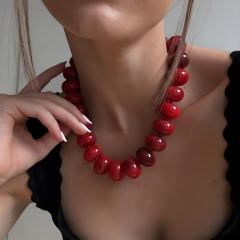 New Acrylic Color Smudged Beaded Necklace Dopamine Accessories Fashionista Casual Necklace