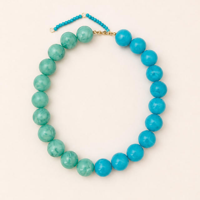 Popular Bohemian Colorful Acrylic Bead Single-Layer Beaded Necklace Exaggerated bead necklace