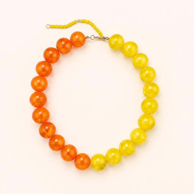 Popular Bohemian Colorful Acrylic Bead Single-Layer Beaded Necklace Exaggerated bead necklace