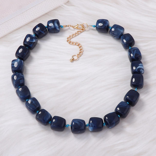 Simple Personality Versatile Geometric Square Acrylic Beads Women's Beaded Necklace Daily Wear for Women