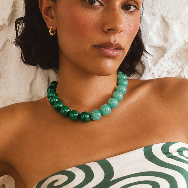 Popular Bohemian Colorful Acrylic Bead Single-Layer Beaded Necklace Exaggerated bead necklace