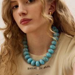 New Acrylic Color Smudged Beaded Necklace Dopamine Accessories Fashionista Casual Necklace