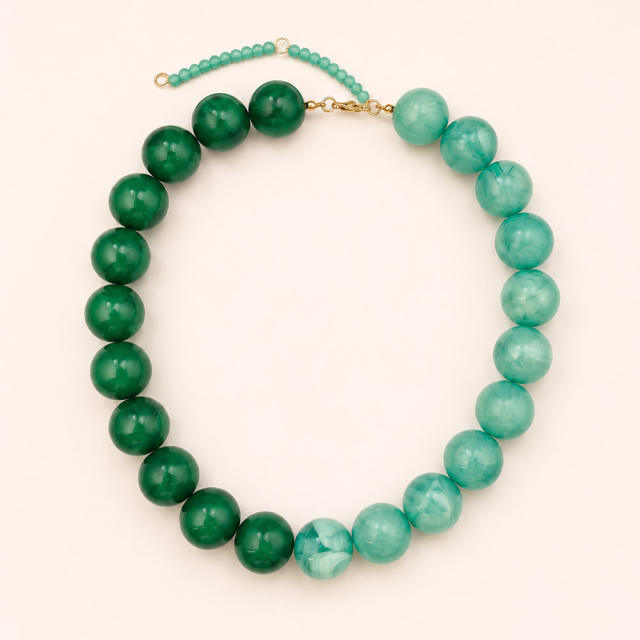 Popular Bohemian Colorful Acrylic Bead Single-Layer Beaded Necklace Exaggerated bead necklace