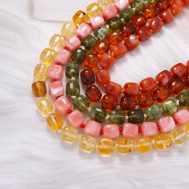 Simple Personality Versatile Geometric Square Acrylic Beads Women's Beaded Necklace Daily Wear for Women