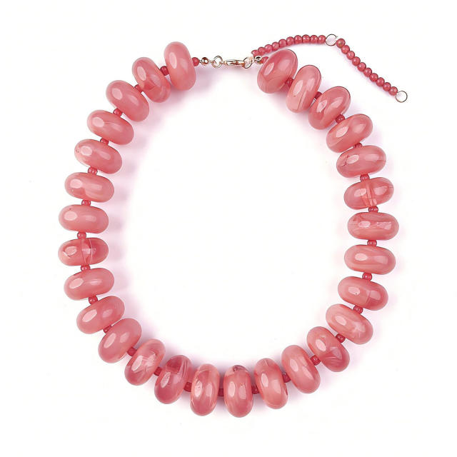 New Acrylic Color Smudged Beaded Necklace Dopamine Accessories Fashionista Casual Necklace